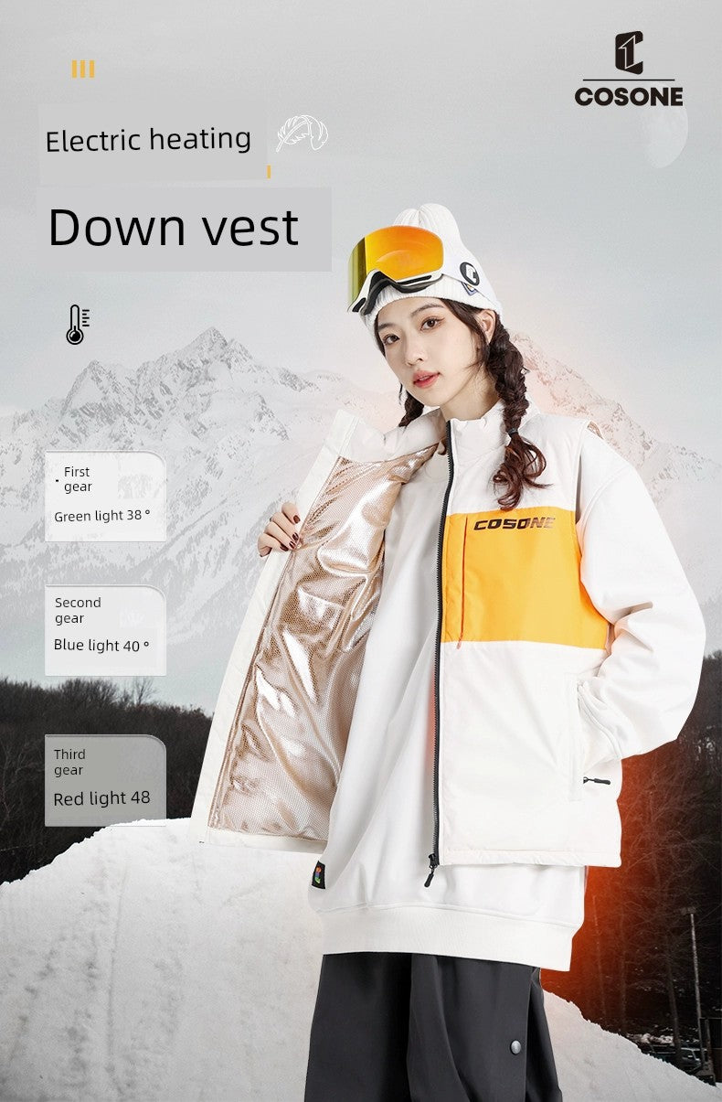 Cosone Electric Heating Vest Ski Middle Layer Heattech down Vest Single and Double Board Graphene Heating Suit New Arrival