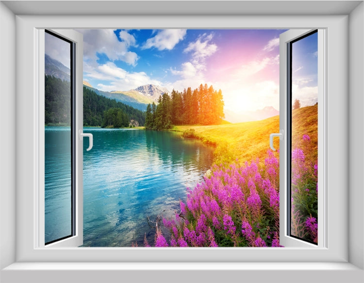 3D Living Room Simulation Fake Window Self-Adhesive Wallpaper Creative Landscape Bedroom Sea Forest Mural and Wallpaper Wall Painting Decoration