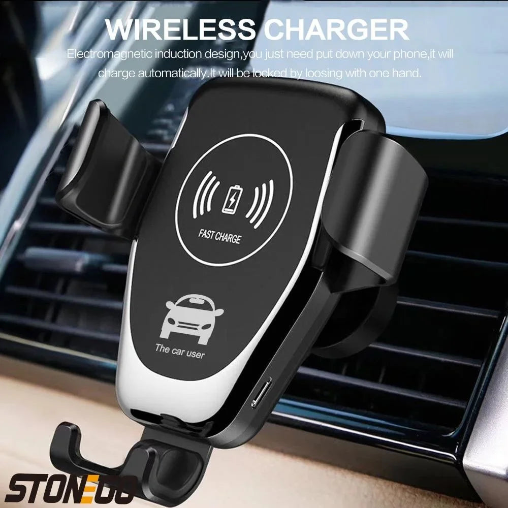 STONEGO Car Wireless Charger 10W Qi Fast Charging Auto Clamp Car Bracket Vent Mobile Phone Bracket Mobile Phone Accessories