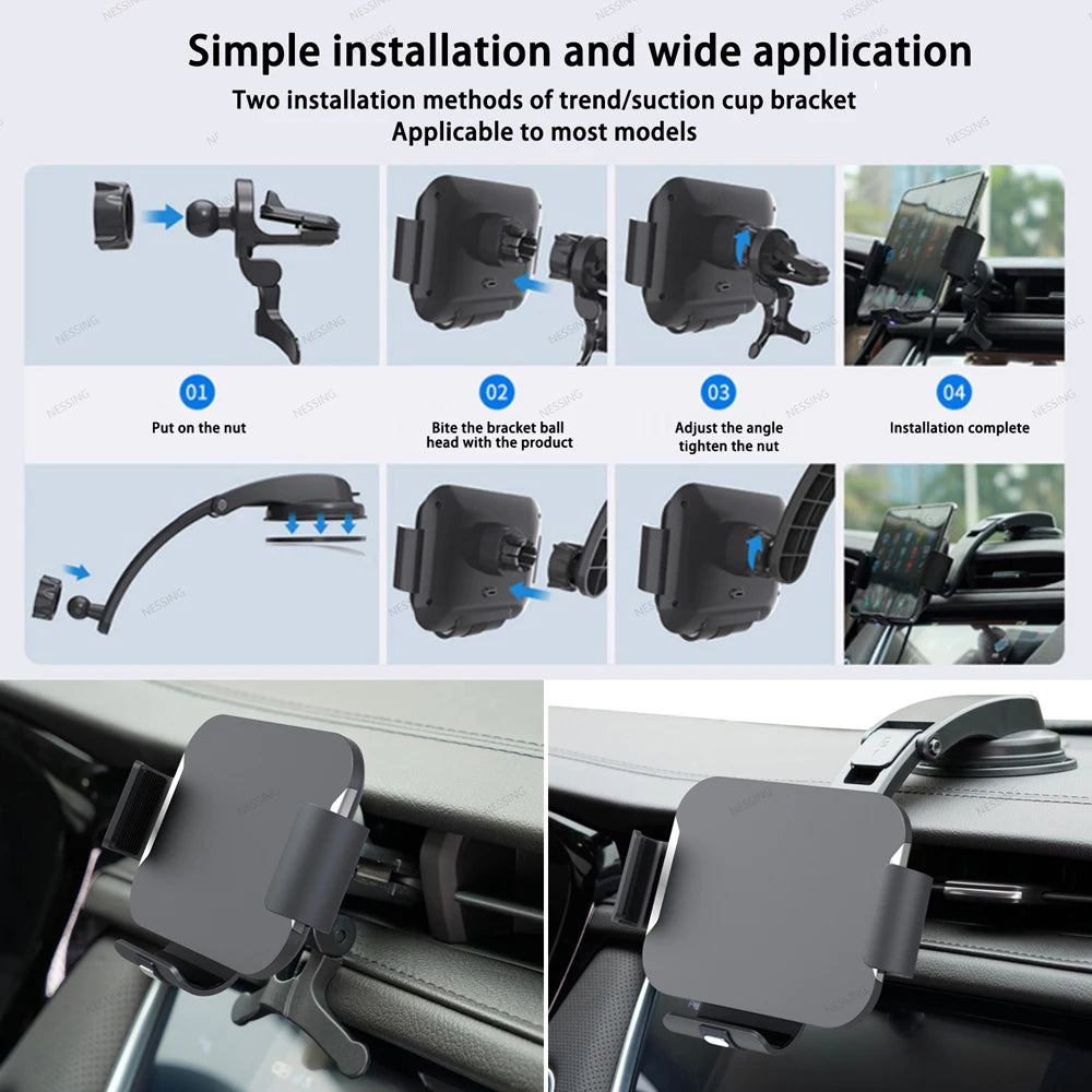 Automatic Clamping Car Wireless Charger Stand for Samsung Galaxy Z Fold 5 3 4 vivo Xfold iPhone14 13 Air Vent Mount Phone Holder